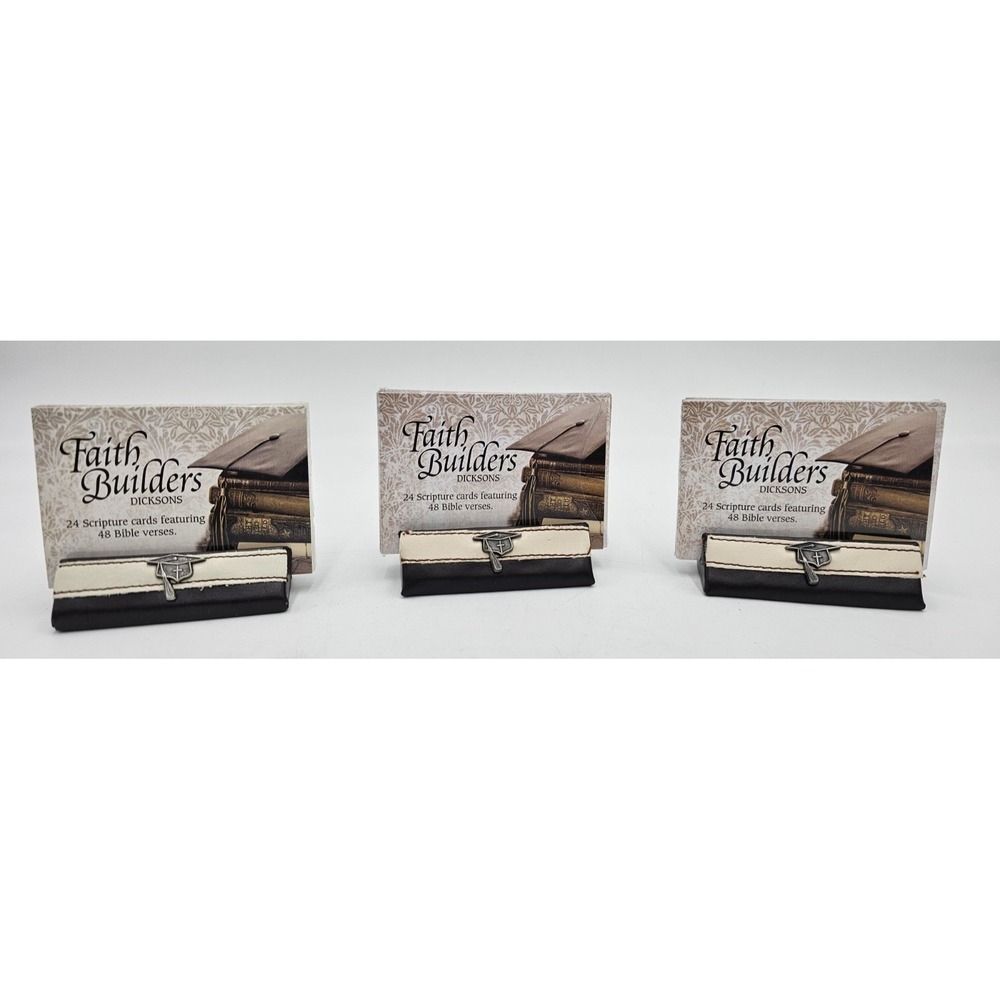 Lot of 3 Dicksons Faith Builders Graduation Scripture Cards Faux Leather CRB-10